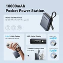 Vention 10000mAh Mini Power Bank (USB-C + USB-C/Lightning) with Built-in USB-C and Lightning Cables 45W Beige (FKMN0) (VENFKMN0)