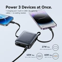 Vention 10000mAh Mini Power Bank (USB-C + USB-C/Lightning) with Built-in USB-C and Lightning Cables 45W Beige (FKMN0) (VENFKMN0)