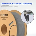 Elegoo Νήμα PLA για 3D Εκτυπωτή 1.75mm Γκρι 1kg (Καρούλι)
