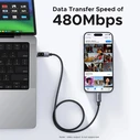 Ugreen Uno L509 100W USB-C to USB-C PD Fast Charging Cable LED 2m