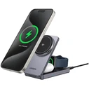 Ugreen W707 3-σε-1 15W Μαγνητικός Ασύρματος Επιτραπέζιος Φορτιστής για iPhone, AirPods και Apple Watch (πτυσσόμενος) — γκρι