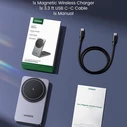 Ugreen W528 Μαγνητικός Ασύρματος Φορτιστής 2‑σε‑1 Πτυσσόμενη Βάση Qi (Γκρι)