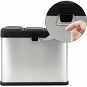 SONGMICS Triple Pedal Recycling Bin Stainless Steel 45 L