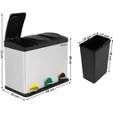 SONGMICS Triple Pedal Recycling Bin Stainless Steel 45 L