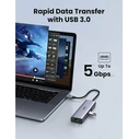 Ugreen CM512 USB-C Docking Station 7‑σε‑1 με 4K HDMI, PD, Ethernet - Ασημί