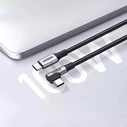 Ugreen US334 USB-C σε USB-C 100W Γρήγορο Καλώδιο Φόρτισης, 1x Γωνιακός Βύσμα, Νάιλον Πλεξούδα, Αλουμινένιο Κέλυφος, 2 m, Μαύρο