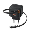 XO Fast Charger with Retractable Type-C Cable and 1 USB-A Port EU 20W L165