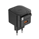 XO Fast Charger with Retractable Type-C Cable and 1 USB-A Port EU 20W L165