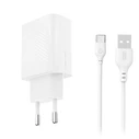 XO USB-A Charger 18W with Detachable USB Type-C Cable White L159