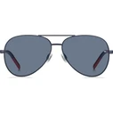 Tommy Hilfiger Unisex Sunglasses TJ-0008-S-FLL (Aviator, Navy Blue Frame, Blue Lens, 60/13/145 mm)