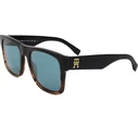 Tommy Hilfiger Women's Sunglasses TH-2118-S-37N — Black Acetate Frame with Blue Lenses, 53-20-140 mm, Category 3 UV400