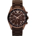 Emporio Armani Ανδρικό Ρολόι 43mm Χρονογράφος Μπαταρίας με Καφέ Μεταλλικό Μπρασελέ AR5982