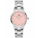 Daniel Wellington Iconic Link Γυναικείο Ρολόι 28mm Pastel Pink Ασημί Μπρασελέ DW00100534