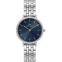 Daniel Wellington Petite Lumine Γυναικείο Ρολόι 28mm Ασημί Μεταλλικό Μπρασελέ DW00100664