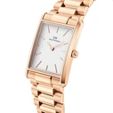 Daniel Wellington Women's Watch 32 mm Bound 9-Link Rose Gold Stainless Steel Bracelet, White Dial, Quartz (DW00100699)