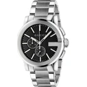Gucci MAN YA101204 Men's Watch 44mm Silver Stainless Steel Bracelet Black Dial Quartz