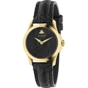 Gucci Γυναικείο Ρολόι 27mm Μπαταρίας με Μαύρο Δερμάτινο Λουράκι YA126581A