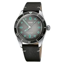 Oris Ανδρικό Ρολόι 40mm Αυτόματο Divers Sixty‑Five Γκρι Καντράν Μαύρο Δερμάτινο Λουρί (40530752089)