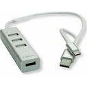 Roline USB 2.0 Notebook Hub, 4 θύρες, καλώδιο σύνδεσης Τύπου A & C