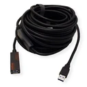 Roline USB 3.2 Gen1 Active Repeater Cable, USB‑A Male to USB‑A Female, 15 m