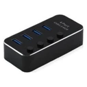 Roline USB 3.2 Gen1 Notebook Hub, 4 θύρες, κάθε μία με διακόπτη, μαύρο