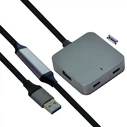 VALUE USB 3.2 Gen 1 Hub, 4 θύρες (2x USB-A + 2x USB-C) με καλώδιο επέκτασης 10 m, μαύρο