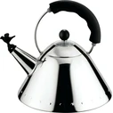 Alessi 9093 B Stainless Steel Whistling Kettle with Black PA Bird-shaped Whistle