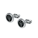 Maserati Stainless Steel Cufflinks, Black IP Coating, Grey Face — JM416AIL03