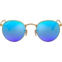 Ray Ban Round Metal Unisex Γυαλιά Ηλίου RB3447 112/4L - Χρυσός Μεταλλικός Σκελετός, Μπλε Polarized Καθρέφτης
