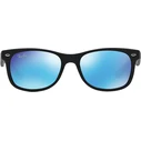 Ray Ban Wayfarer Junior Shatterproof Square Kids Sunglasses Black with Blue Mirror Lens (48/16/125)