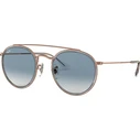 Ray Ban Γυαλιά Ηλίου Round Double Bridge Unisex RB3647N 51mm Χρυσό Μεταλλικό Σκελετό με Μπλε Ντεγκραντέ Φακό