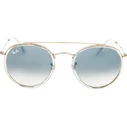 Ray Ban Γυαλιά Ηλίου Round Double Bridge Unisex RB3647N 51mm Χρυσό Μεταλλικό Σκελετό με Μπλε Ντεγκραντέ Φακό