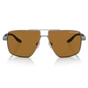 Armani Exchange Men's Sunglasses AX2037S600383 – Grey Metal Frame, Brown Polarized Lenses, 60/14/145 mm