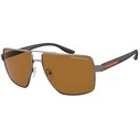 Armani Exchange Men's Sunglasses AX2037S600383 – Grey Metal Frame, Brown Polarized Lenses, 60/14/145 mm