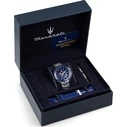 Maserati Ανδρικό Ρολόι 45mm Χρονογράφος R8871612039 Ασημί Μεταλλικό Μπρασελέ Μπλε Καντράν