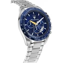Maserati Ανδρικό Ρολόι 45mm Χρονογράφος R8871612039 Ασημί Μεταλλικό Μπρασελέ Μπλε Καντράν