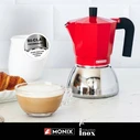 Monix Ιταλικη καφετιερα INOX RED 6T Κόκκινο 6 φλιτζάνια