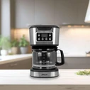 JOCCA Drip Coffee Machine with Timer 1.5L Glass Jug Silver Black