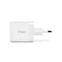 TTEC SmartCharger Duo 45W PD Travel Charger USB-C USB-A White