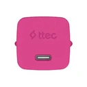 ttec SmartCharger GAN 45W PD Travel Fast Charger+ USB-C - USB-C 3A Cable Neon Pink (2SCG45CNP) (TTEC2SCG45CNP)
