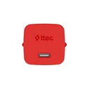 ttec SmartCharger GAN 45W PD Travel Fast Charger+ USB-C - USB-C 3A Cable Neon Red (2SCG45CNK) (TTEC2SCG45CNK)