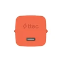 ttec SmartCharger GAN 45W PD Travel Fast Charger+ USB-C - USB-C 3A Cable Neon Orange (2SCG45CNT) (TTEC2SCG45CNT)