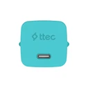 ttec SmartCharger GAN 45W PD Travel Fast Charger+ USB-C - USB-C 3A Cable Neon Blue (2SCG45CNM) (TTEC2SCG45CNM)