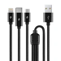 TTEC AlumiCable Trio Charge Data Cable Type C Lightning Micro USB 100cm Black