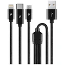TTEC AlumiCable Trio Charge Data Cable Type C Lightning Micro USB 100cm Black