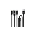 TTEC AlumiCable Trio Charge Data Cable Type C Lightning Micro USB 100cm Black