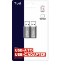 Trust Μετατροπέας USB-A male σε USB-C female Γκρι 2τμχ 25573