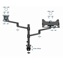 Gembird MA-DA-04 Dual Monitor Mount with Notebook Tray (Black)