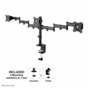 NEOMOUNTS SELECT Flat Screen Desk Mount for 3x 10-27 inches, Clamp/Grommet, Black — NewStar NM-D135D3BLACK