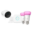 Philips Hue Secure Camera Bundle – Secure starter kit with Camera, Philips Hue Bridge and 2x White & Color Ambiance E27 bulbs